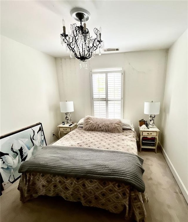 8525 Anchor On Lanier Ct, Gainesville, GA 30506 - bedroom with a chandelier, light colored carpet, and baseboards
