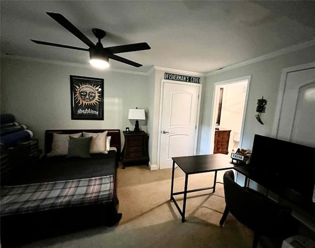 8525 Anchor On Lanier Ct, Gainesville, GA 30506 - bedroom with ornamental molding, light carpet, and a ceiling fan
