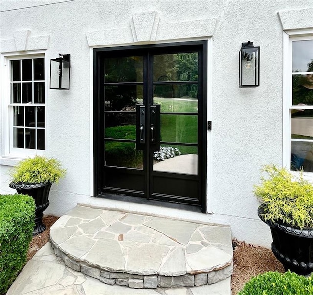 8525 Anchor On Lanier Ct, Gainesville, GA 30506 - property entrance featuring french doors and stucco siding