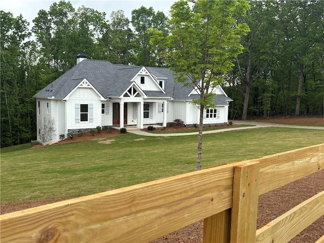 4762 Conns Creek Rd, Ball Ground, GA 30107 - modern farmhouse with board and batten siding, a shingled roof, and a front lawn