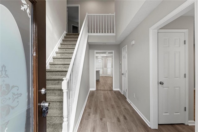 entrance foyer with light hardwood / wood-style flooring