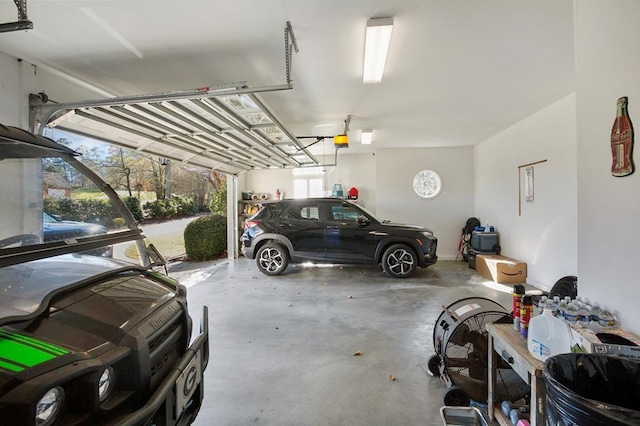 garage with a garage door opener