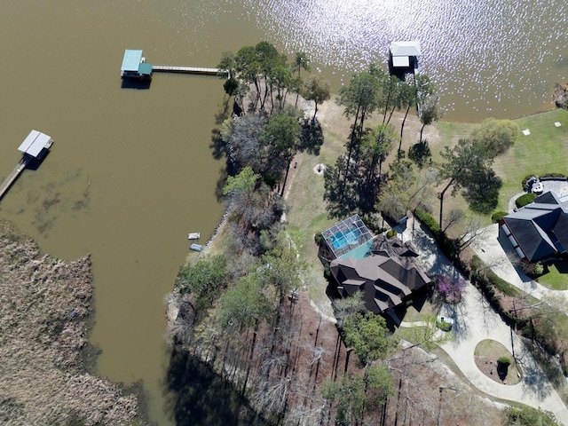 aerial overview of property's location with a nearby body of water