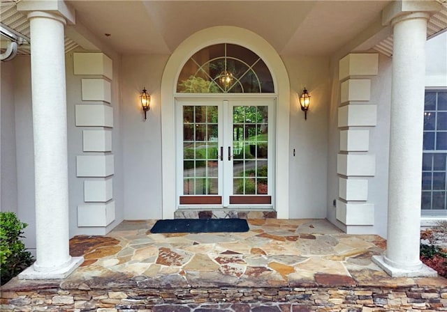 property entrance with french doors