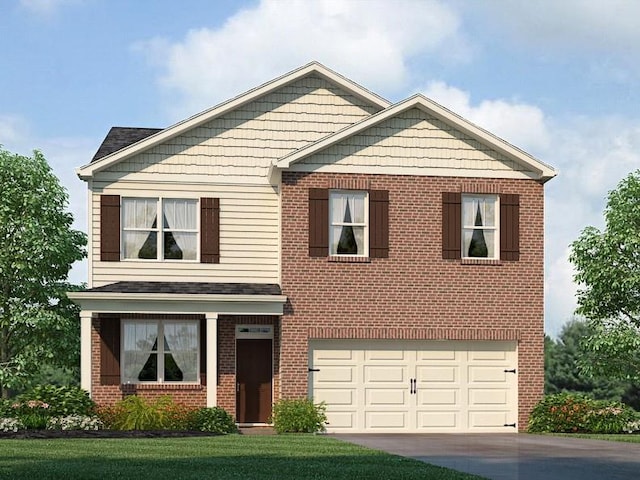 414 Oak View Ln, Dallas, GA 30157 - view of front of home with a garage, concrete driveway, and brick siding