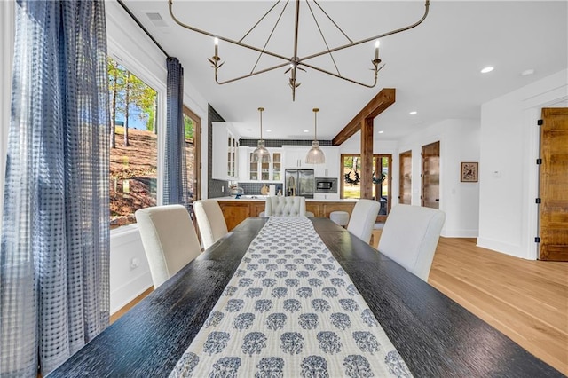 1132 N Edgewater Trl, Toccoa, GA 30577 - dining room with a chandelier, light wood-style flooring, and recessed lighting