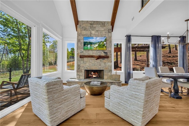 1132 N Edgewater Trl, Toccoa, GA 30577 - view of patio / terrace with a stone fireplace