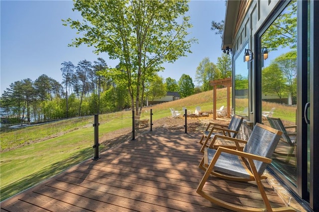 1132 N Edgewater Trl, Toccoa, GA 30577 - wooden terrace featuring a yard