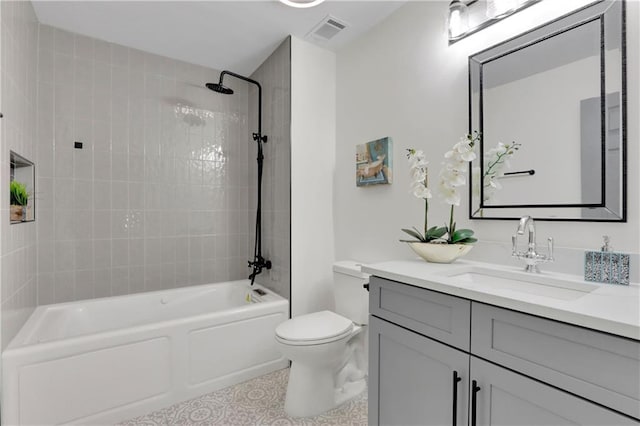 6914 Fairway Trl, Austell, GA 30168 - bathroom with visible vents,  shower combination, toilet, and vanity