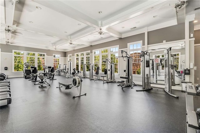 200 River Vista Dr Unit 426, Atlanta, GA 30339 - exercise room featuring visible vents, recessed lighting, and coffered ceiling
