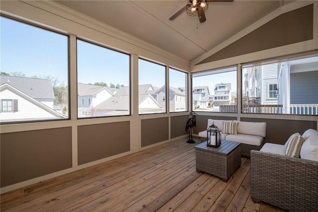 168 Brighton Blvd, Woodstock, GA 30188 - sunroom / solarium featuring vaulted ceiling, a residential view, wood-type flooring, and a wooden deck