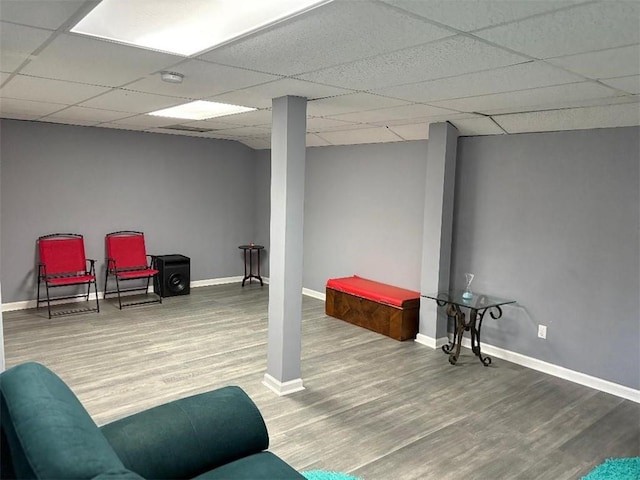 4701 Flat Shoals Rd Unit 37E, Union City, GA 30291 - finished basement with wood finished floors, baseboards, and a drop ceiling