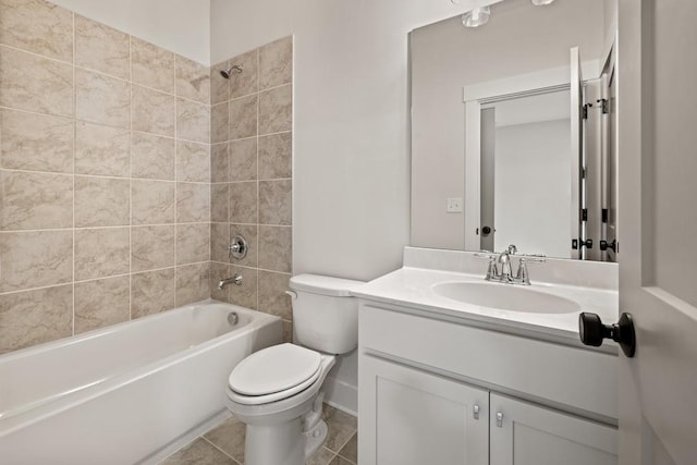 3390 Hillshire Dr, Cumming, GA 30028 - bathroom featuring toilet, washtub / shower combination, vanity, and tile patterned flooring