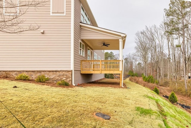 3390 Hillshire Dr, Cumming, GA 30028 - view of home's exterior with a ceiling fan, brick siding, and a deck