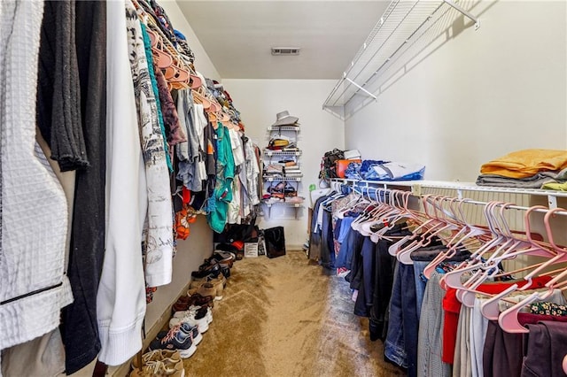 spacious closet with carpet floors