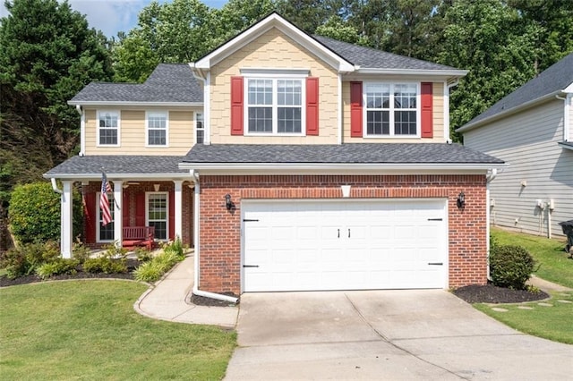 3362 Palm Cir NW, Kennesaw, GA 30144 - view of front of property with an attached garage, brick siding, concrete driveway, and a front lawn