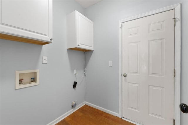 3362 Palm Cir NW, Kennesaw, GA 30144 - laundry room featuring hookup for a washing machine, wood finished floors, cabinet space, and baseboards