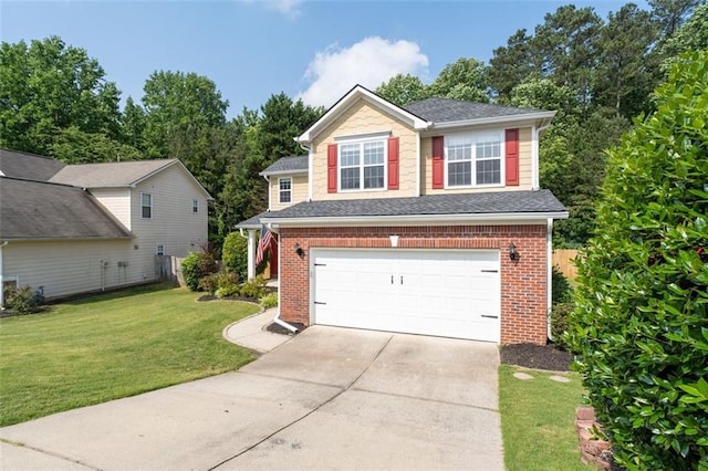 3362 Palm Cir NW, Kennesaw, GA 30144 - view of front facade featuring concrete driveway, brick siding, an attached garage, and a front yard
