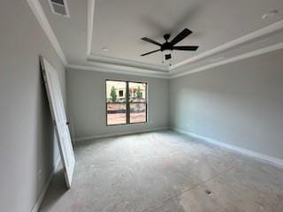 5444 Miravista Way, Hoschton, GA 30548 - empty room with a tray ceiling, ornamental molding, and ceiling fan