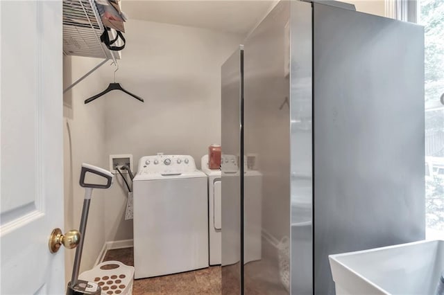 4360 Canterbury Walk Dr, Duluth, GA 30097 - laundry room with washer and dryer and baseboards