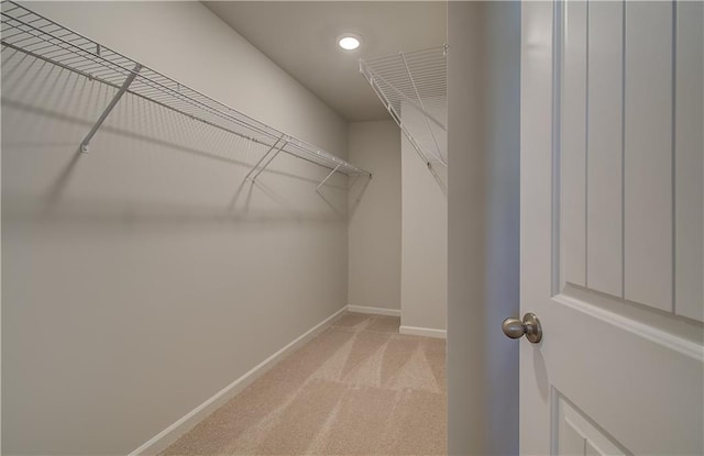 spacious closet with light colored carpet