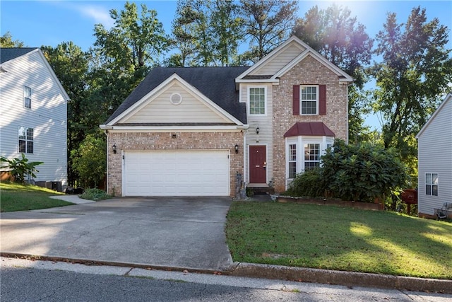 view of property featuring a front lawn