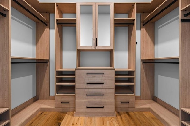 walk in closet featuring light wood-type flooring