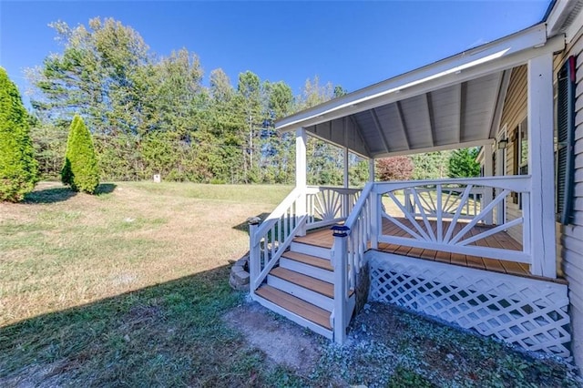 view of yard with a deck