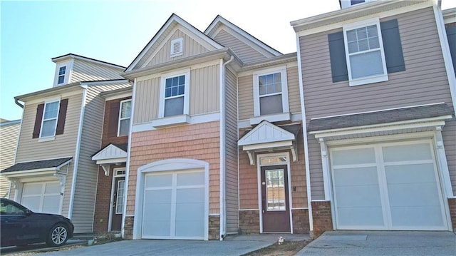 3176 Creston Park Ct, Duluth, GA 30096 - townhome / multi-family property featuring an attached garage, board and batten siding, and driveway