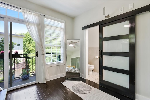 1300 Dekalb Ave NE Unit 731, Atlanta, GA 30307 - entryway featuring a ceiling fan and wood finished floors