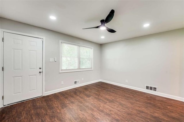 1401 Pine Ave, East Point, GA 30344 - spare room with a ceiling fan, dark wood finished floors, and recessed lighting