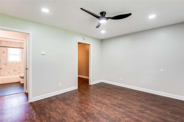 1401 Pine Ave, East Point, GA 30344 - empty room featuring wood finished floors, a ceiling fan, and recessed lighting