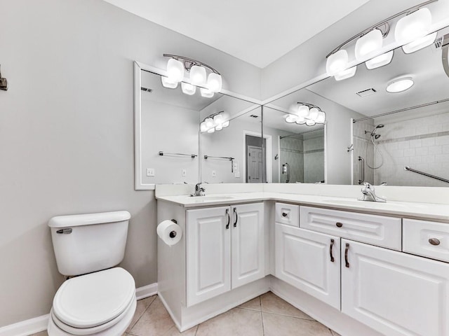 3334 Peachtree Rd NE Unit 614, Atlanta, GA 30326 - full bath with a tile shower, double vanity, and tile patterned floors