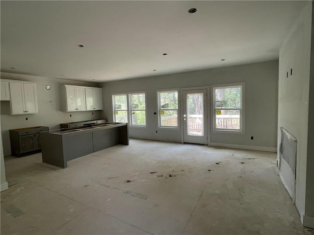 kitchen featuring white cabinets and a kitchen island