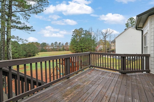 wooden deck with a yard