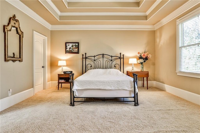 620 Elizabeth Oak Ct, Alpharetta, GA 30004 - bedroom featuring a tray ceiling, carpet floors, and crown molding