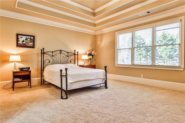 620 Elizabeth Oak Ct, Alpharetta, GA 30004 - carpeted bedroom with crown molding and a raised ceiling