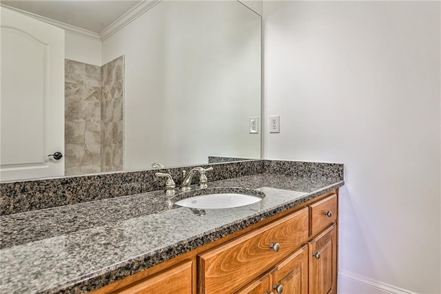 620 Elizabeth Oak Ct, Alpharetta, GA 30004 - bathroom with vanity and ornamental molding
