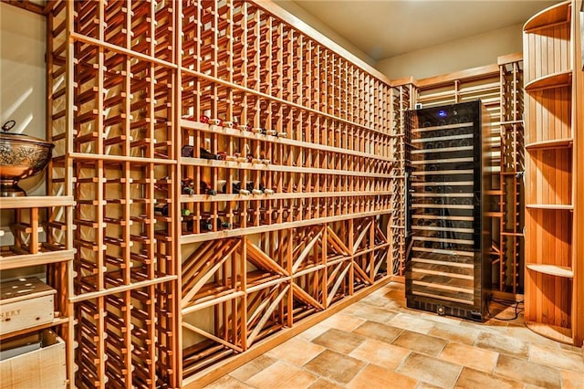 620 Elizabeth Oak Ct, Alpharetta, GA 30004 - wine room with stone finish floors and beverage cooler