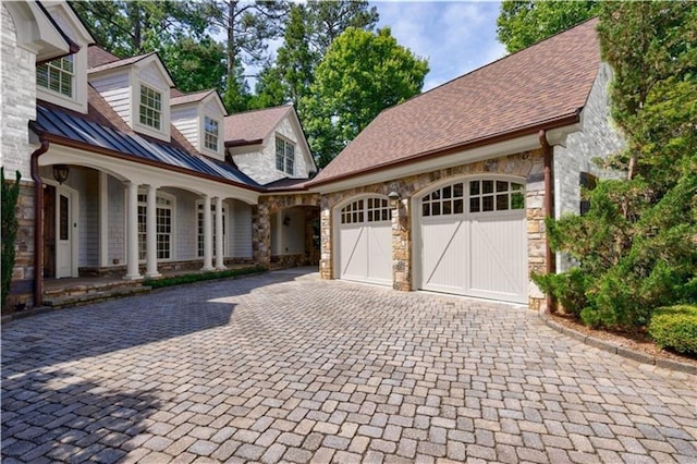 view of front of house with a garage