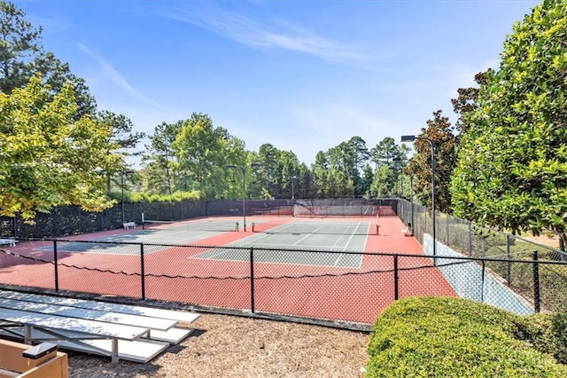 view of tennis court with fence
