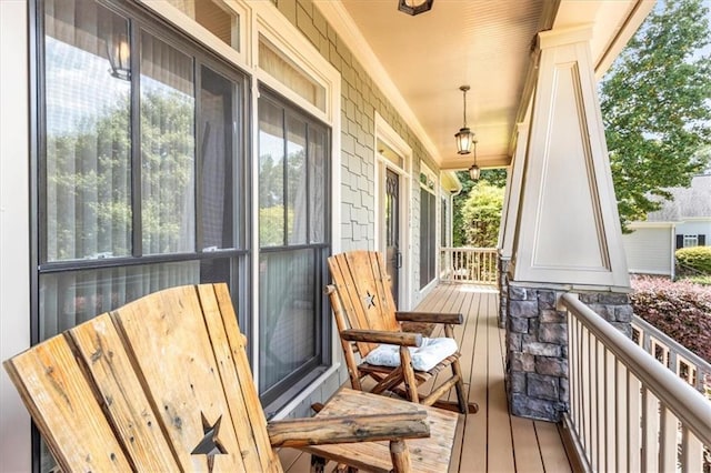 wooden terrace with covered porch