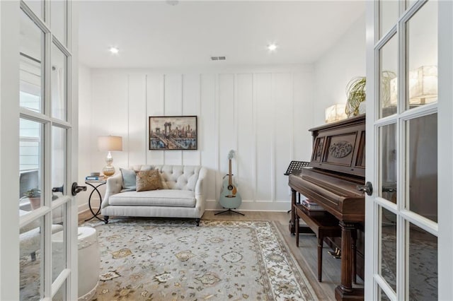 sitting room with french doors