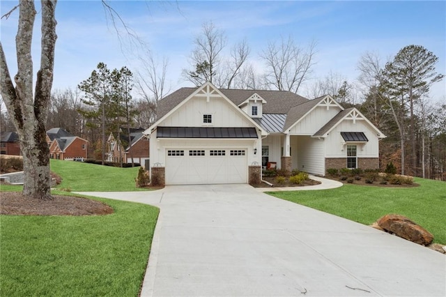 craftsman-style home with a front yard