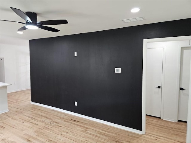 775 Lee Andrews Ave SE, Atlanta, GA 30315 - empty room with ceiling fan, light wood-type flooring, baseboards, and recessed lighting