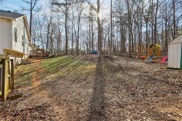 view of yard with a playground