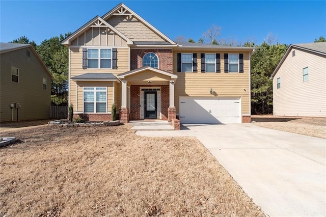 craftsman inspired home with a garage