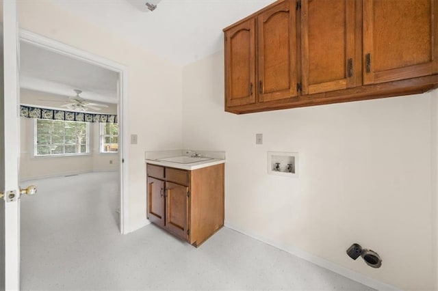 127 Roe Hampton Ln, Stone Mountain, GA 30087 - washroom with washer hookup, cabinet space, and a ceiling fan