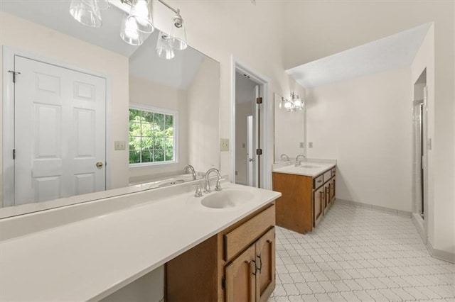 127 Roe Hampton Ln, Stone Mountain, GA 30087 - bathroom with two vanities, a shower with door, and a tub to relax in