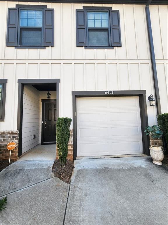 exterior space featuring a garage